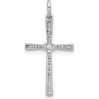 14K White Gold Diamond Cross Pendant with Round Diamonds - 1/10 Carat Total Diamond Weight by Monteluci Fine Jewelry