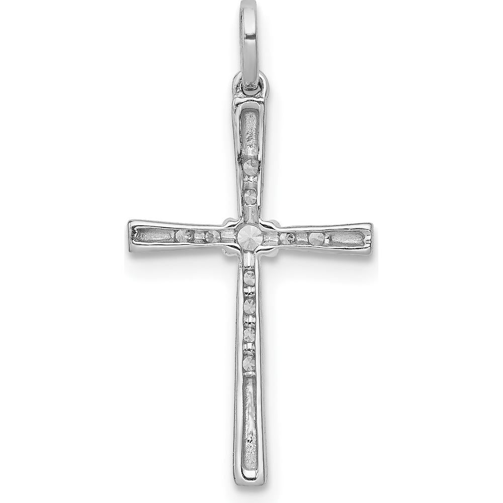 14K White Gold Diamond Cross Pendant with Round Diamonds - 1/10 Carat Total Diamond Weight by Monteluci Fine Jewelry