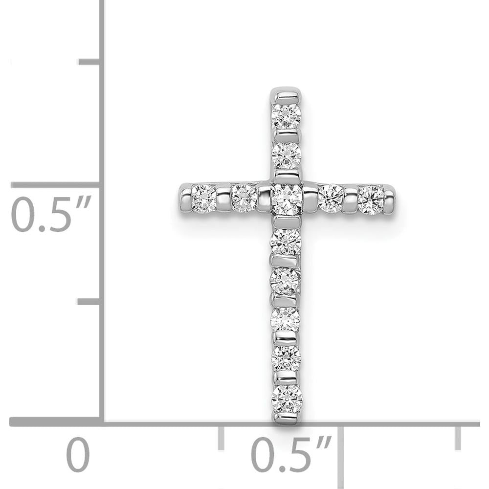 14K White Gold Diamond Cross Pendant with Round Diamonds - 1/4 Carat Total Diamond Weight by Monteluci Fine Jewelry