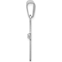 14K White Gold Diamond Cross Pendant with Round Faceted Diamond - 0.01 Carat Total Diamond Weight by Oro Pregiato