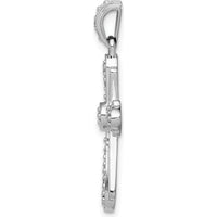 14K White Gold Diamond Cross Pendant with Round Natural Diamonds - 0.019 Carat Total Diamond Weight by Monteluci Fine Jewelry