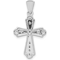 14K White Gold Diamond Cross Pendant with Round Natural Diamonds - 0.019 Carat Total Diamond Weight by Monteluci Fine Jewelry