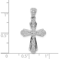 14K White Gold Diamond Cross Pendant with Round Natural Diamonds - 0.019 Carat Total Diamond Weight by Monteluci Fine Jewelry