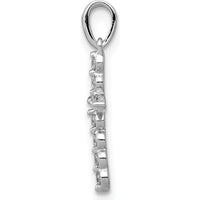 14K White Gold Diamond Cross Pendant with Round Natural Diamonds - 0.10 Carat Total Diamond Weight by Monteluci Fine Jewelry