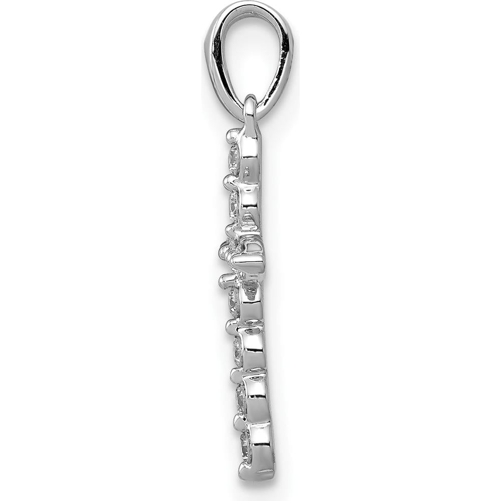 14K White Gold Diamond Cross Pendant with Round Natural Diamonds - 0.10 Carat Total Diamond Weight by Monteluci Fine Jewelry