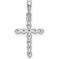 14K White Gold Diamond Cross Pendant with Round Natural Diamonds - 0.10 Carat Total Diamond Weight by Monteluci Fine Jewelry