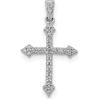 14K White Gold Diamond Cross Pendant with Round Natural Diamonds - 0.10 Carat Total Diamond Weight by Monteluci Fine Jewelry