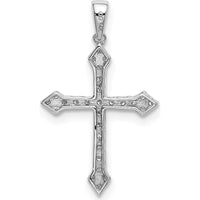 14K White Gold Diamond Cross Pendant with Round Natural Diamonds - 0.10 Carat Total Diamond Weight by Monteluci Fine Jewelry