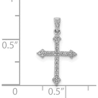 14K White Gold Diamond Cross Pendant with Round Natural Diamonds - 0.10 Carat Total Diamond Weight by Monteluci Fine Jewelry
