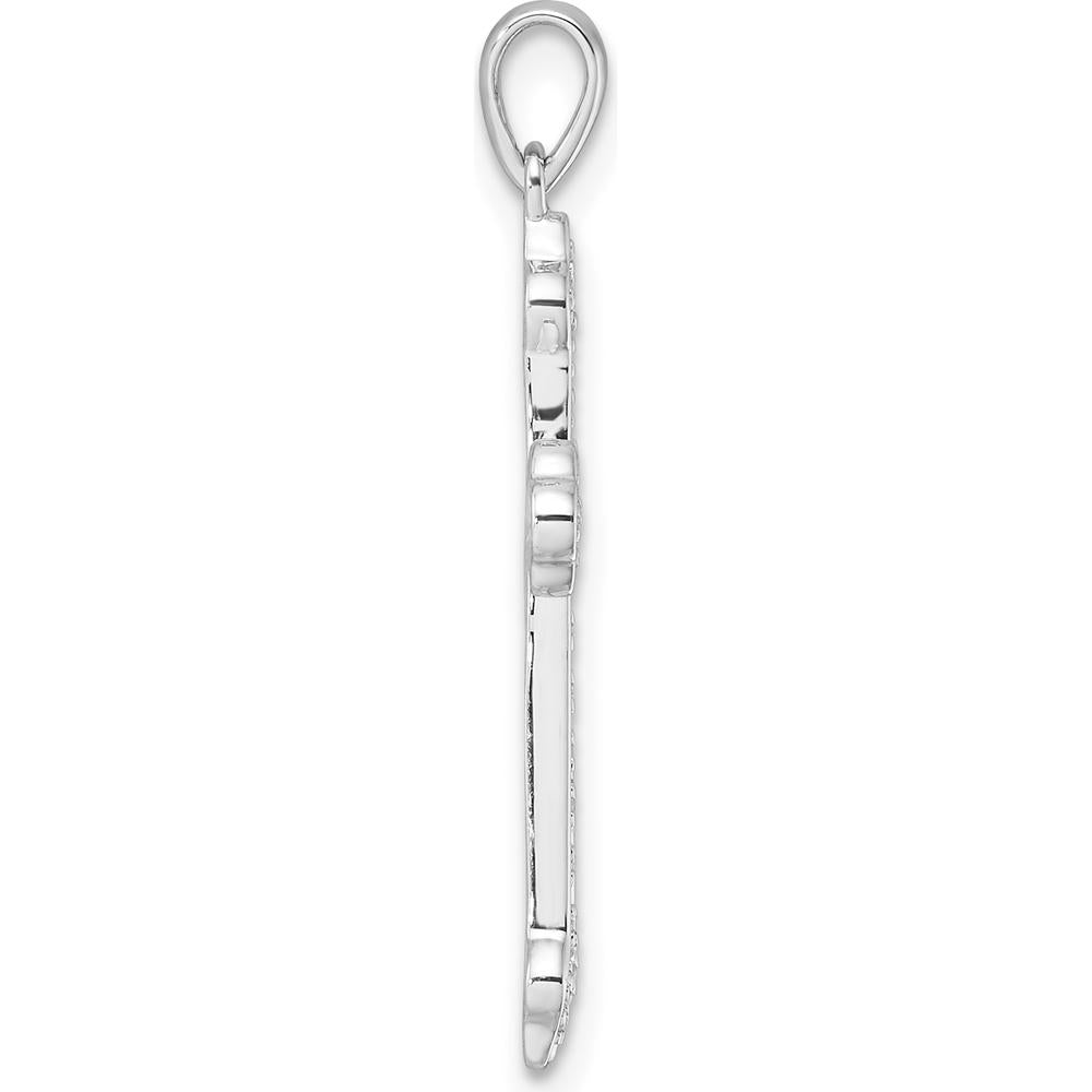 14K White Gold Diamond Cross Pendant with Round Natural Diamonds - 0.10 Carat Total Diamond Weight by Oro Pregiato