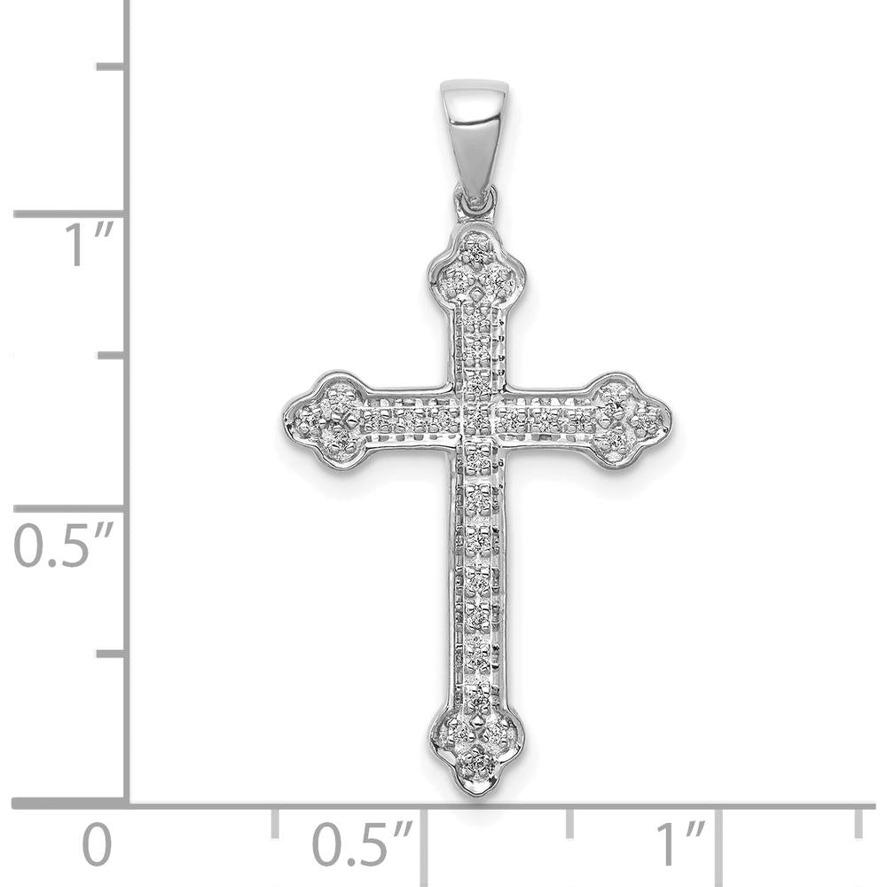 14K White Gold Diamond Cross Pendant with Round Natural Diamonds - 0.10 Carat Total Diamond Weight by Oro Pregiato