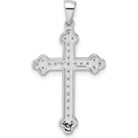 14K White Gold Diamond Cross Pendant with Round Natural Diamonds - 0.10 Carat Total Diamond Weight by Oro Pregiato