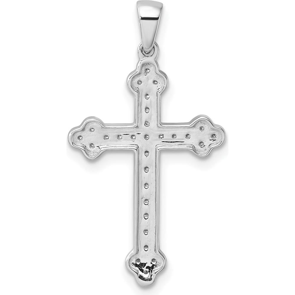 14K White Gold Diamond Cross Pendant with Round Natural Diamonds - 0.10 Carat Total Diamond Weight by Oro Pregiato