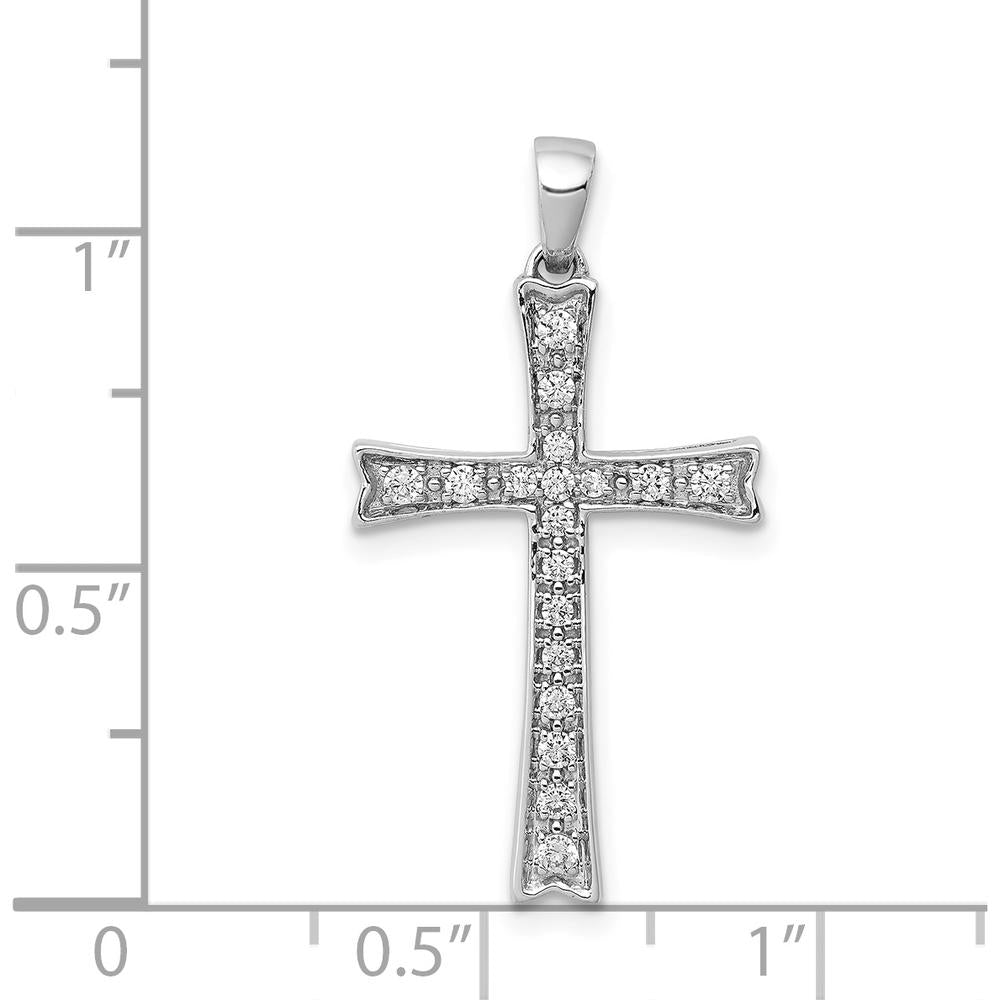 14K White Gold Diamond Cross Pendant with Round Natural Diamonds - 0.20 Carat Total Diamond Weight by Monteluci Fine Jewelry