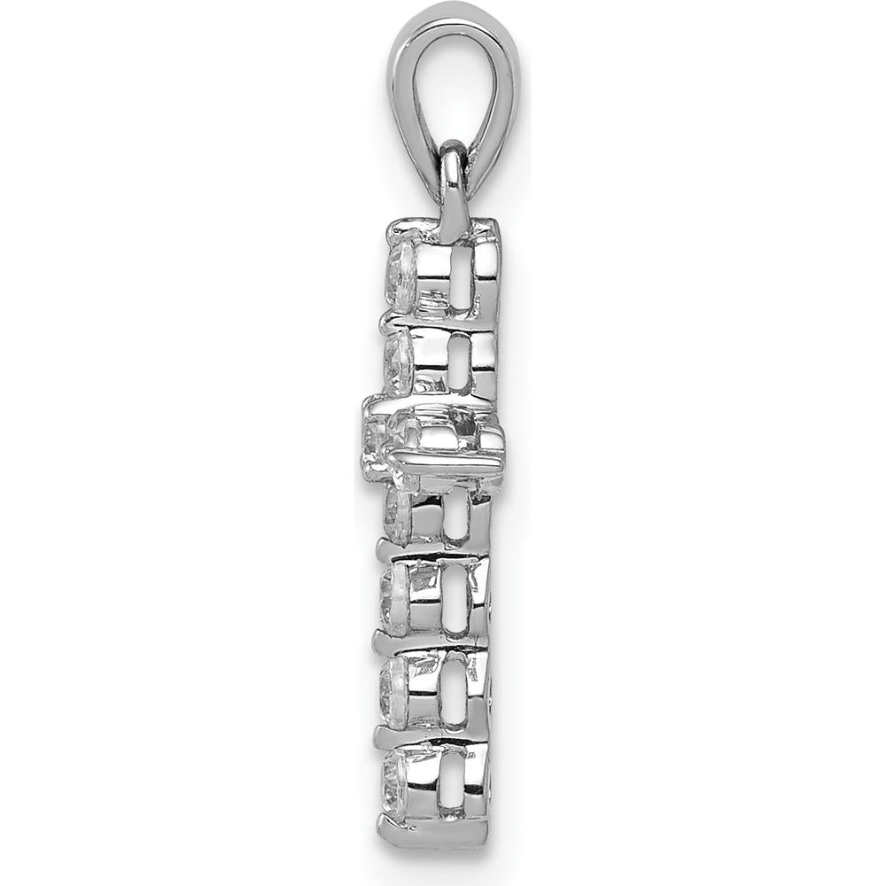 14K White Gold Diamond Cross Pendant with Round Natural Diamonds - 0.25 Carat Total Diamond Weight by Monteluci Fine Jewelry