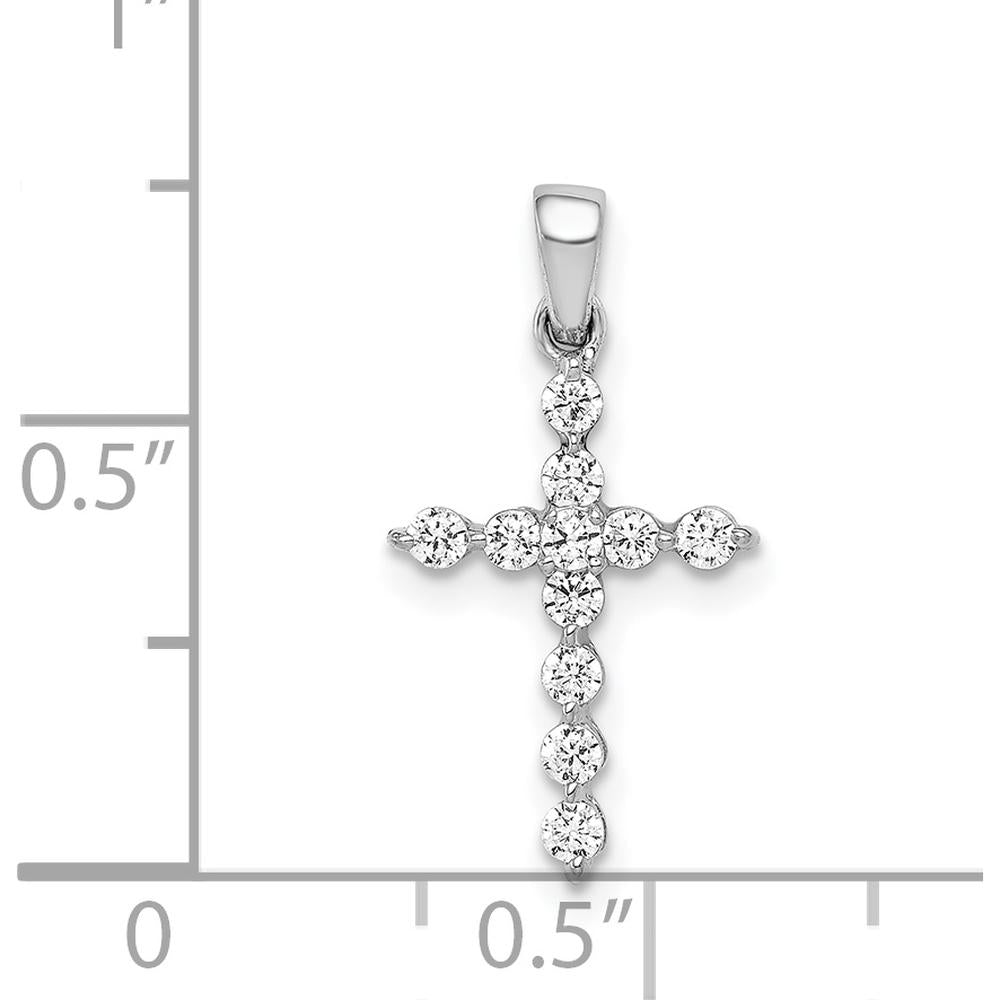 14K White Gold Diamond Cross Pendant with Round Natural Diamonds - 0.25 Carat Total Diamond Weight by Monteluci Fine Jewelry