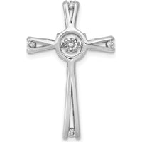 14K White Gold Diamond Cross Pendant with Round Natural Diamonds - 1/15 Carat Total Diamond Weight by Monteluci Fine Jewelry