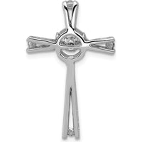 14K White Gold Diamond Cross Pendant with Round Natural Diamonds - 1/15 Carat Total Diamond Weight by Monteluci Fine Jewelry