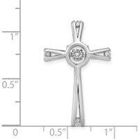 14K White Gold Diamond Cross Pendant with Round Natural Diamonds - 1/15 Carat Total Diamond Weight by Monteluci Fine Jewelry