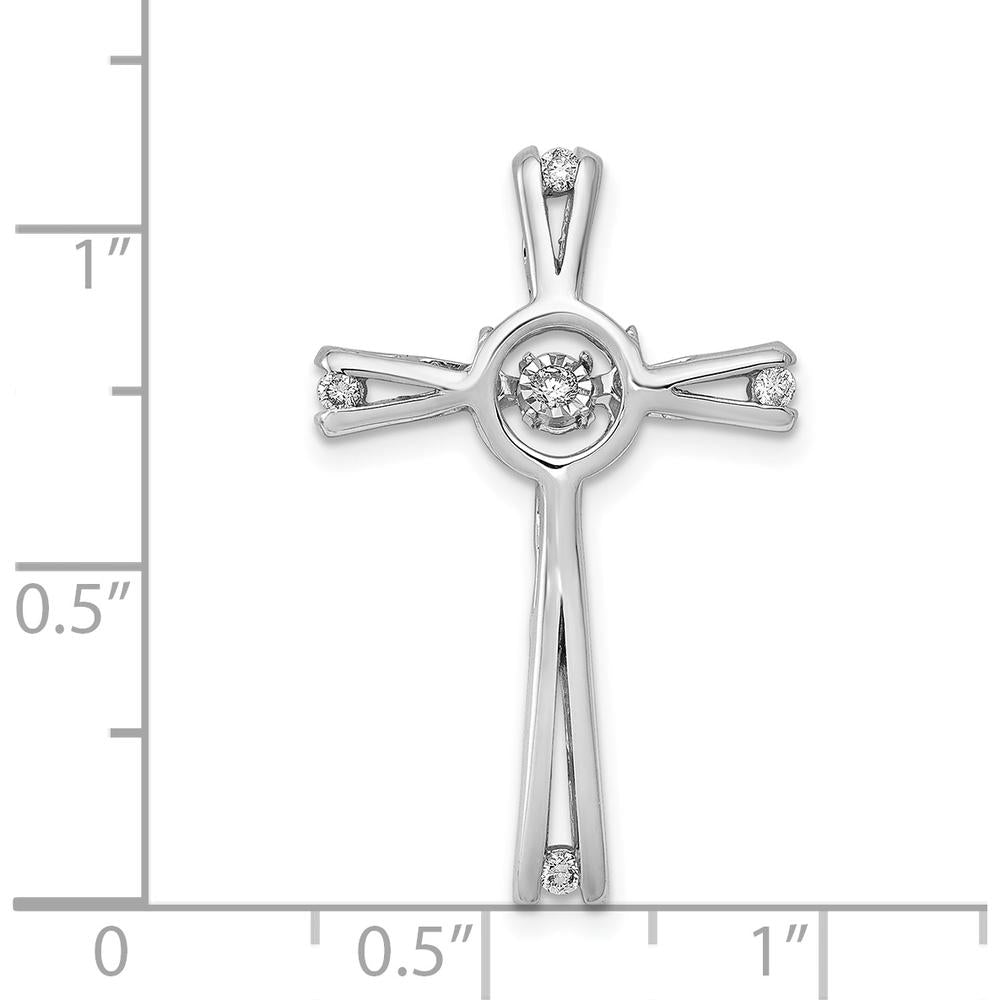 14K White Gold Diamond Cross Pendant with Round Natural Diamonds - 1/15 Carat Total Diamond Weight by Monteluci Fine Jewelry