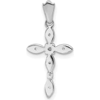 14K White Gold Diamond Cross Pendant with Round Natural Diamonds - 1/20 Carat Total Diamond Weight by Monteluci Fine Jewelry