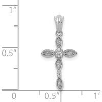 14K White Gold Diamond Cross Pendant with Round Natural Diamonds - 1/20 Carat Total Diamond Weight by Monteluci Fine Jewelry