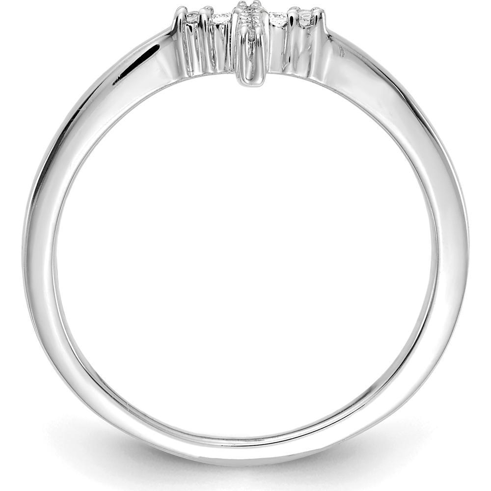 14K White Gold Diamond Cross Ring with 12 Round Diamonds - 0.072 Carat Total Diamond Weight by 0