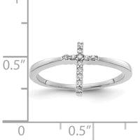 14K White Gold Diamond Cross Ring with 12 Round Diamonds - 0.072 Carat Total Diamond Weight by 0