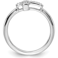 14K White Gold Diamond Cross Ring with Round Diamonds - 0.0099 Carat Total Diamond Weight by 0