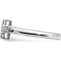 14K White Gold Diamond Cross Ring with Round Diamonds - 0.0099 Carat Total Diamond Weight by 0