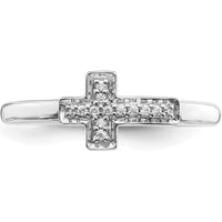 14K White Gold Diamond Cross Ring with Round Diamonds - 0.0099 Carat Total Diamond Weight by 0