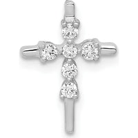 14K White Gold Diamond Cross Slide Pendant with 0.0475 Carat Natural Round Diamonds by Monteluci Fine Jewelry