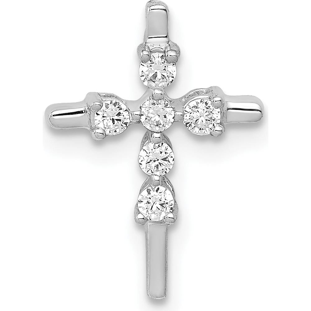 14K White Gold Diamond Cross Slide Pendant with 0.0475 Carat Natural Round Diamonds by Monteluci Fine Jewelry