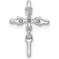 14K White Gold Diamond Cross Slide Pendant with 0.0475 Carat Natural Round Diamonds by Monteluci Fine Jewelry