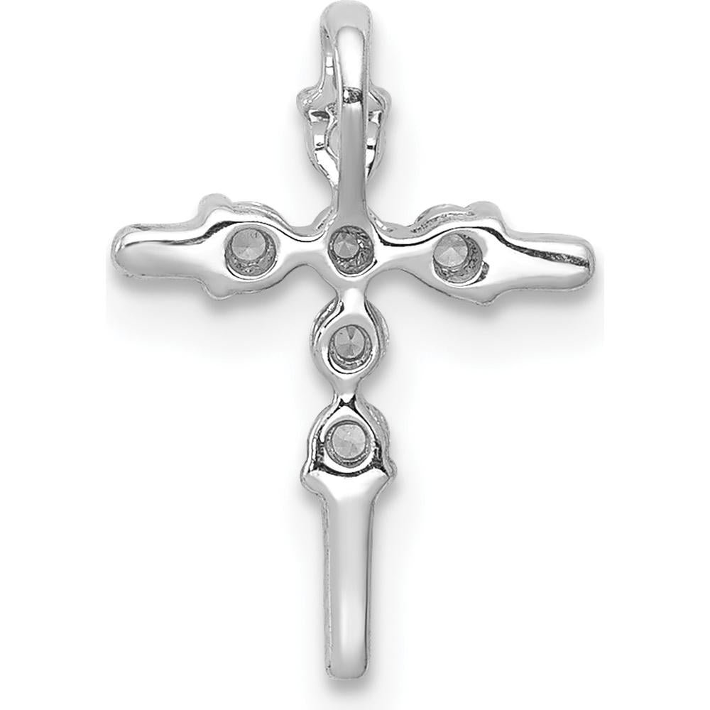14K White Gold Diamond Cross Slide Pendant with 0.0475 Carat Natural Round Diamonds by Monteluci Fine Jewelry