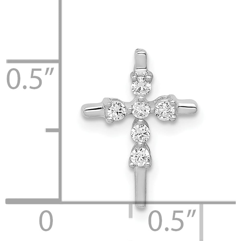 14K White Gold Diamond Cross Slide Pendant with 0.0475 Carat Natural Round Diamonds by Monteluci Fine Jewelry