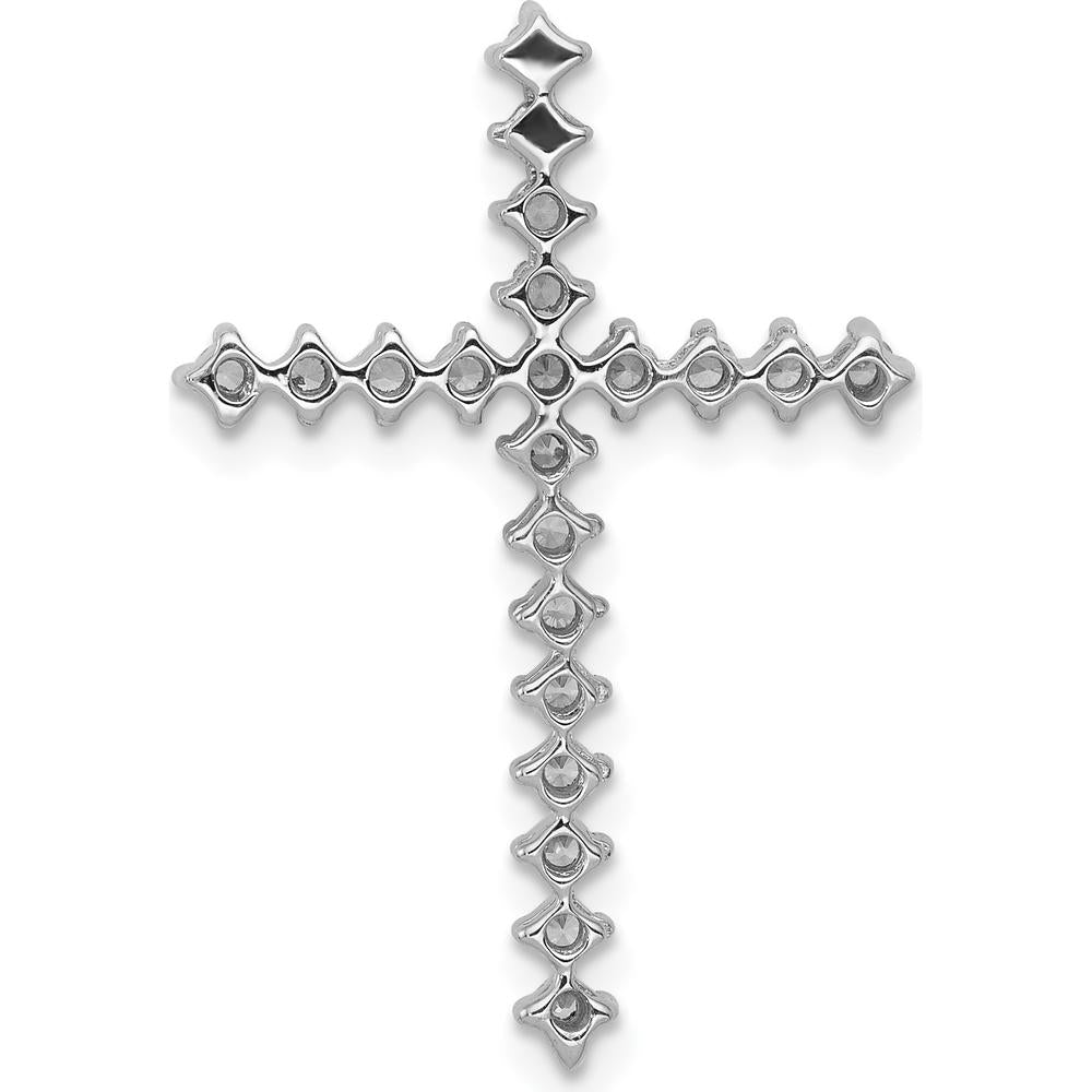 14K White Gold Diamond Cross Slide Pendant with 0.38 Carat Round Natural Diamonds by Monteluci Fine Jewelry