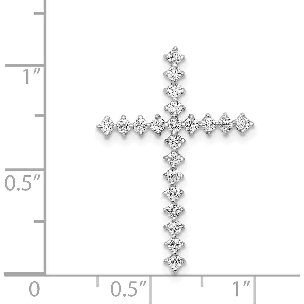 14K White Gold Diamond Cross Slide Pendant with 0.38 Carat Round Natural Diamonds by Monteluci Fine Jewelry