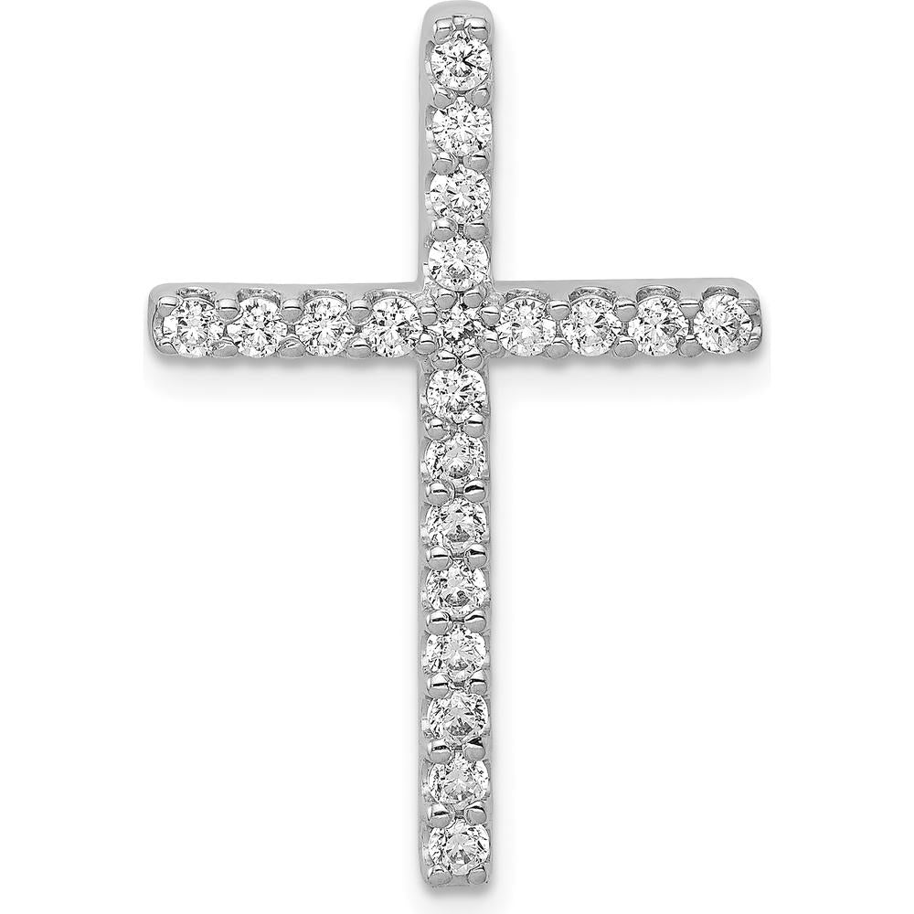 14K White Gold Diamond Cross Slide Pendant with 0.50 Carat Round Diamonds by Monteluci Fine Jewelry