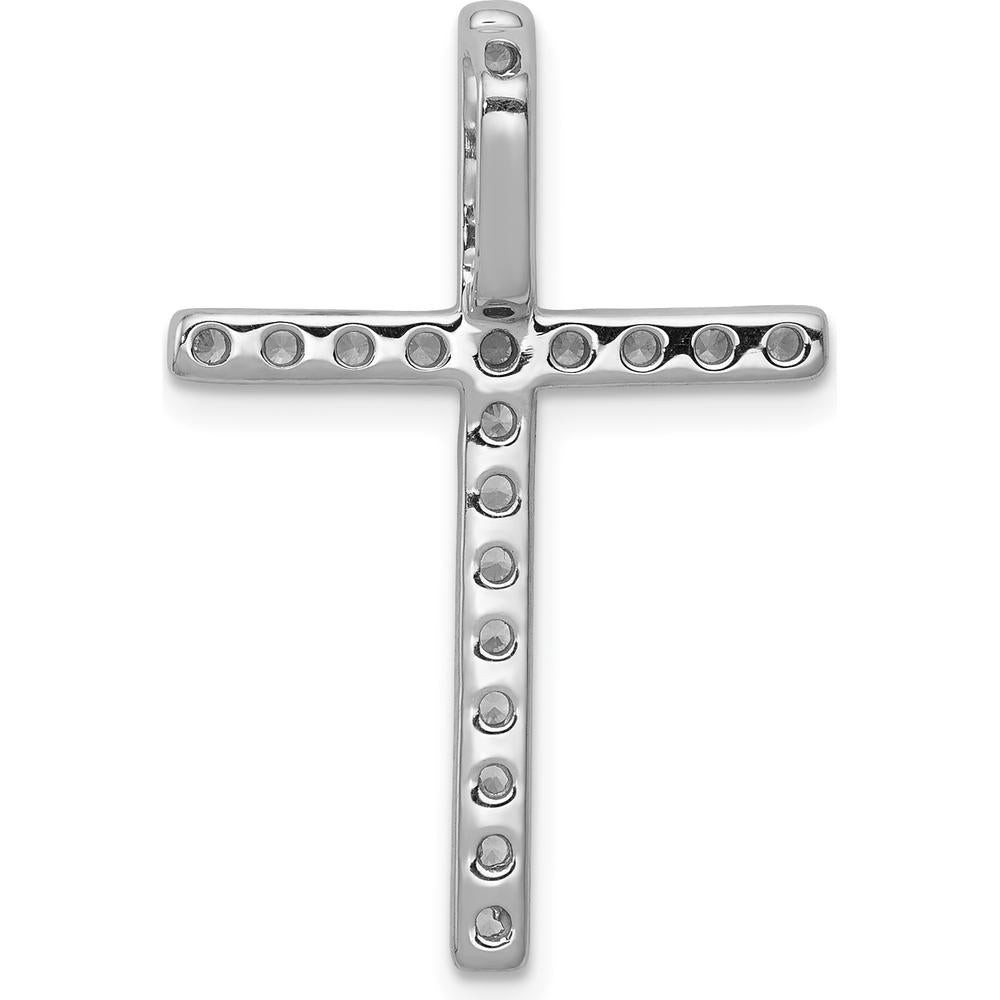 14K White Gold Diamond Cross Slide Pendant with 0.50 Carat Round Diamonds by Monteluci Fine Jewelry