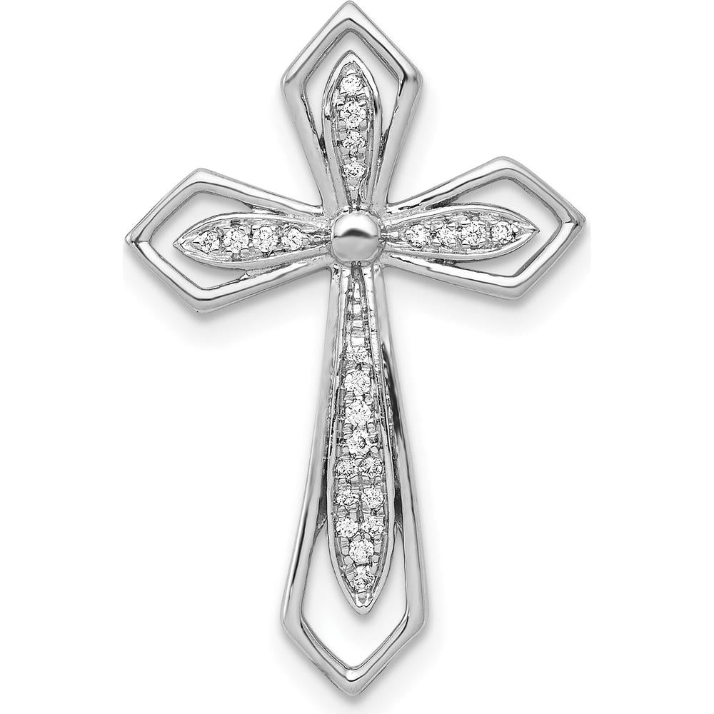 14K White Gold Diamond Cross Slide Pendant with 1/15 Carat Total Diamond Weight by Monteluci Fine Jewelry