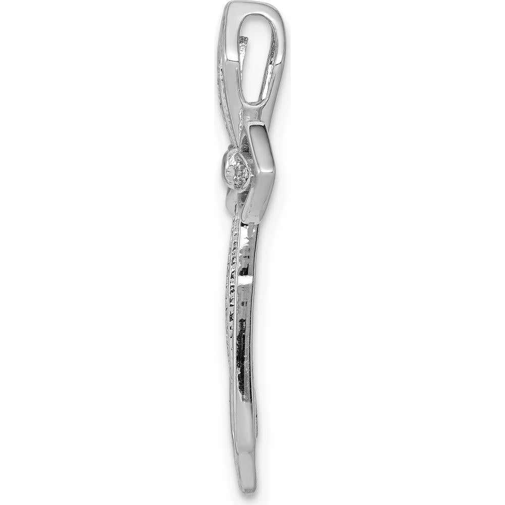 14K White Gold Diamond Cross Slide Pendant with 1/15 Carat Total Diamond Weight by Monteluci Fine Jewelry