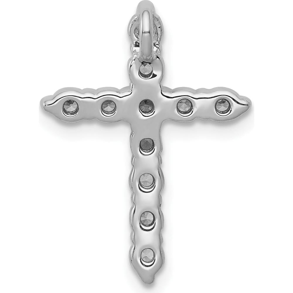 14K White Gold Diamond Cross Slide Pendant with 11 Round Natural Diamonds - 0.50 Carat Total Diamond Weight by Monteluci Fine Jewelry
