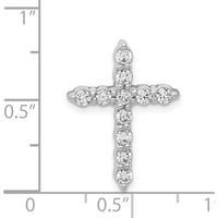 14K White Gold Diamond Cross Slide Pendant with 11 Round Natural Diamonds - 0.50 Carat Total Diamond Weight by Monteluci Fine Jewelry
