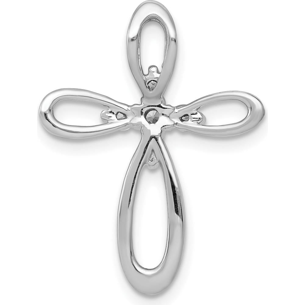 14K White Gold Diamond Cross Slide Pendant with Natural Round Diamonds - 0.10 Carat Total Diamond Weight by Monteluci Fine Jewelry