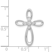 14K White Gold Diamond Cross Slide Pendant with Natural Round Diamonds - 0.10 Carat Total Diamond Weight by Monteluci Fine Jewelry