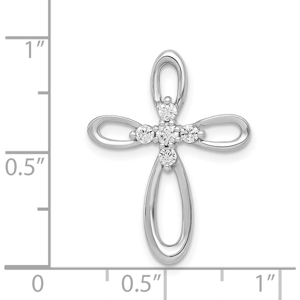 14K White Gold Diamond Cross Slide Pendant with Natural Round Diamonds - 0.10 Carat Total Diamond Weight by Monteluci Fine Jewelry