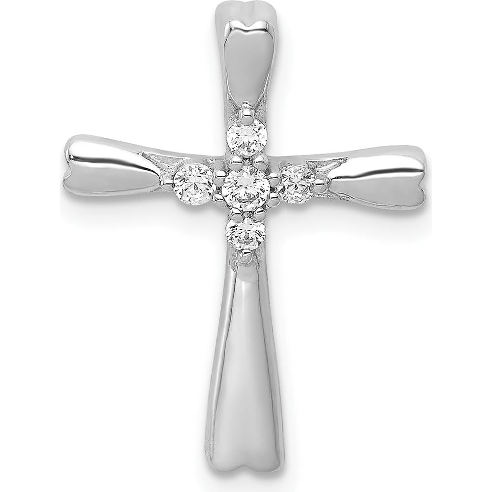 14K White Gold Diamond Cross Slide Pendant with Round Diamonds - 0.14 Carat Total Diamond Weight by Monteluci Fine Jewelry