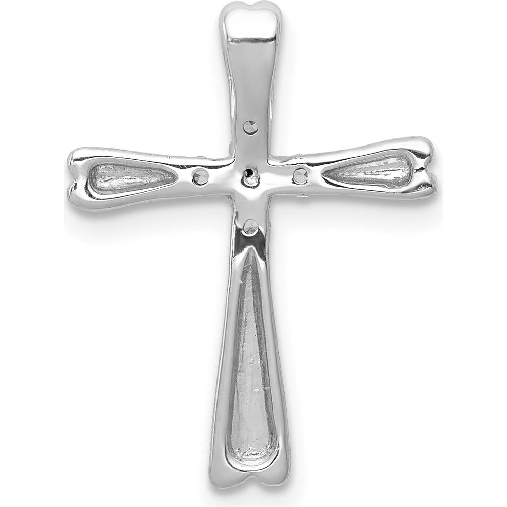 14K White Gold Diamond Cross Slide Pendant with Round Diamonds - 0.14 Carat Total Diamond Weight by Monteluci Fine Jewelry