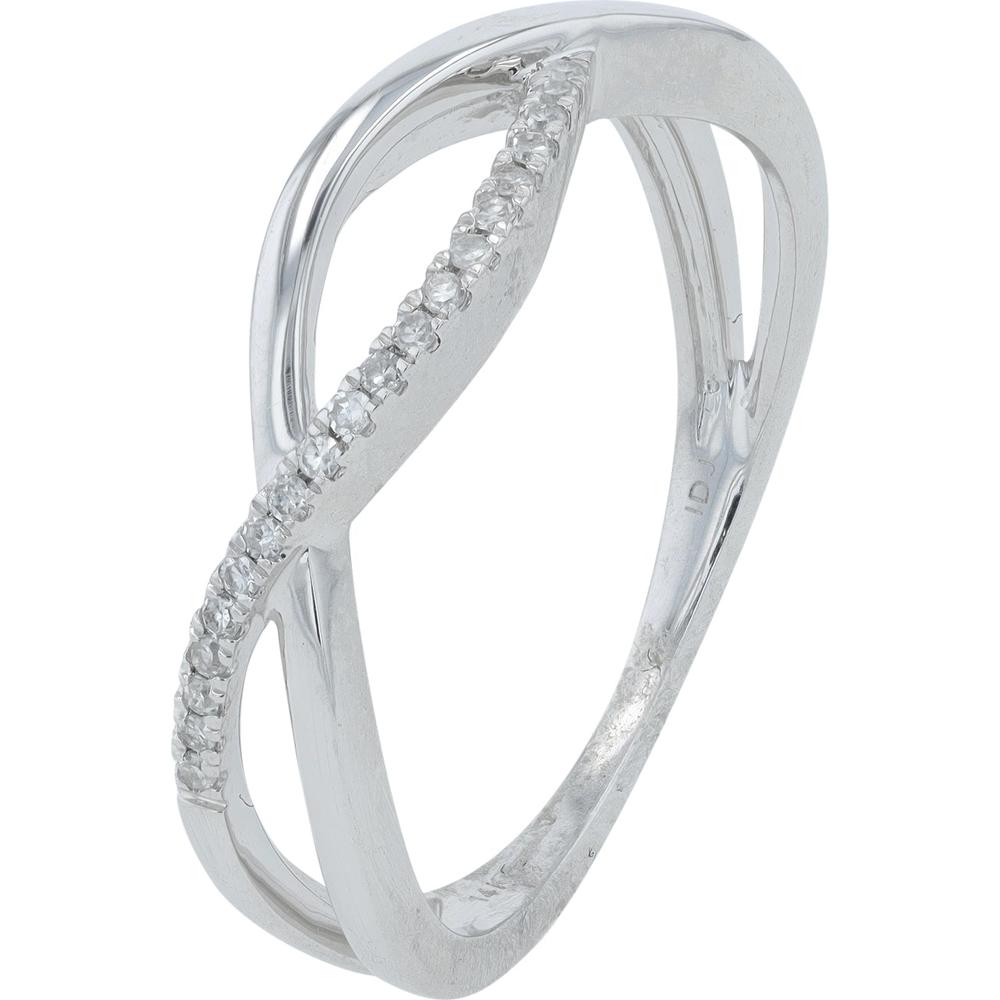 14K White Gold Diamond Crossover Ring with 0.10 Carats Total Diamond Weight